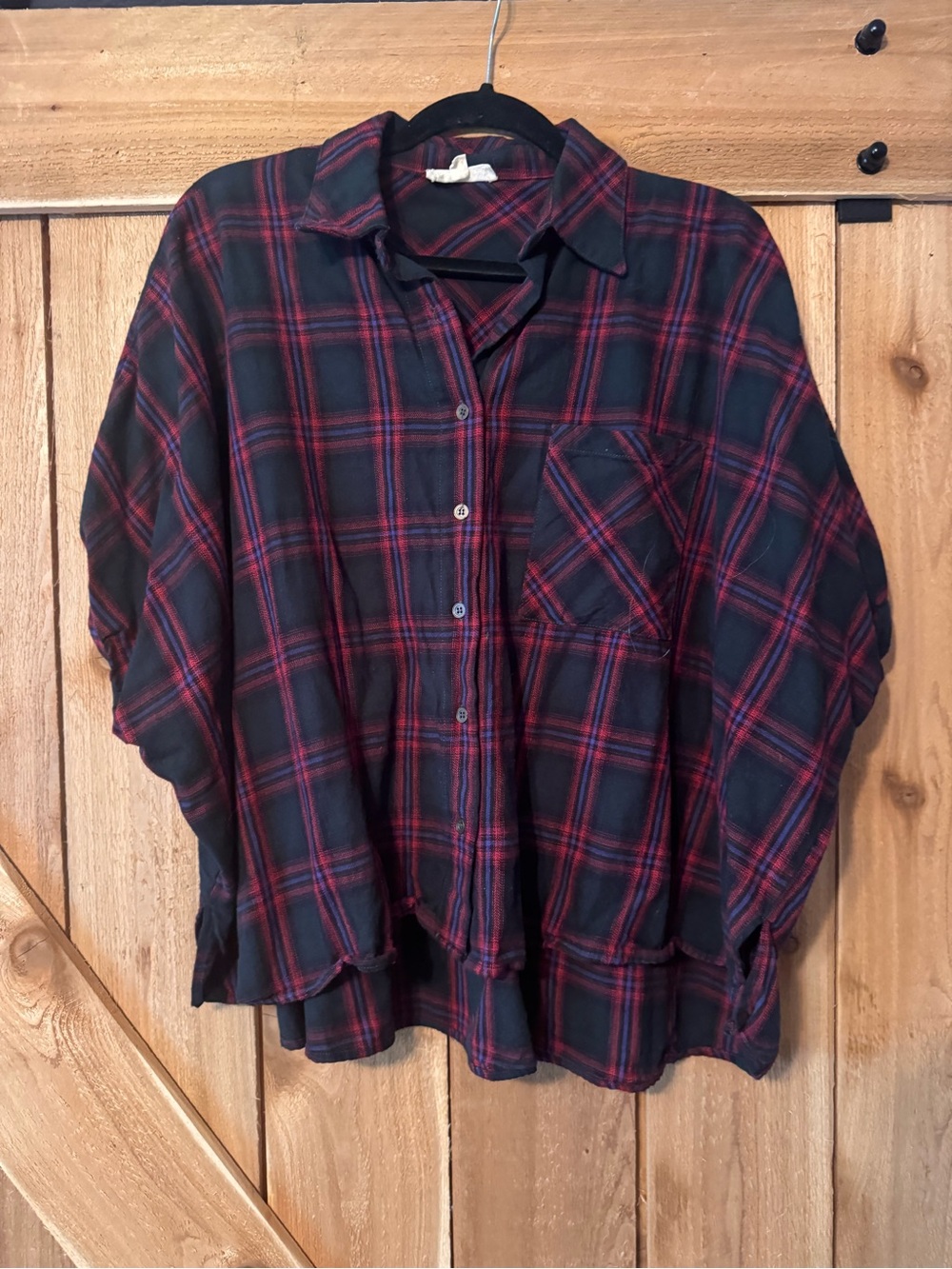 entro Navy and Red Plaid Button-Down Shirt
